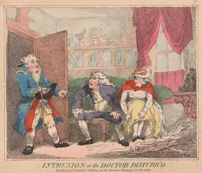 Eindringen oder der gestörte Arzt, veröffentlicht 1786 (handkolorierter Stich)