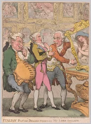 Italienische Bilderhändler täuschen meinen Lord Anglaise, veröffentlicht 1812 (handkolorierter Stich)