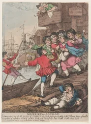 Elend Londons: Betreten einer der Brücken Londons oder eines der Durchgänge, 14. Juli 1807