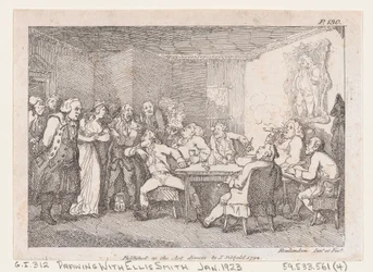 Pfarrer Adams und Fanny werden als Schuldige vor dem Landrichter verhört, aus Die Abenteuer..., 1792