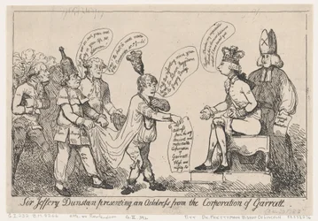Sir Jeffery Dunstan präsentiert eine Adresse der Corporation of Garratt