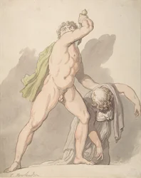 Stehender nackter Mann, der eine ohnmächtige Frau stützt, Ludovisi-Gallier in den Uffizien, 1780-1827