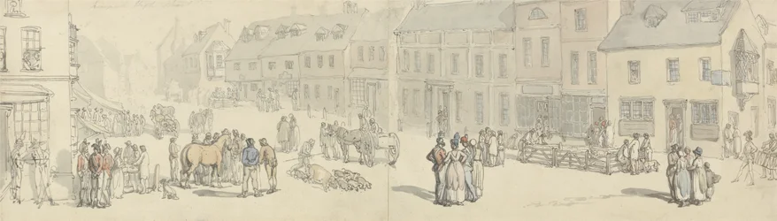 Die Hauptstraße am Markttag, Newport, Isle of Wight, ca. 1797-1800