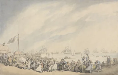 Die Rückkehr der Flotte nach Great Yarmouth nach der Niederlage der Holländer 1797, ca. 1797