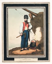 Der Schiffszimmermann, einer der wichtigsten Adjutantenoffiziere der Royal Navy im 18. Jahrhundert, der eine Prüfung in der Shipwright