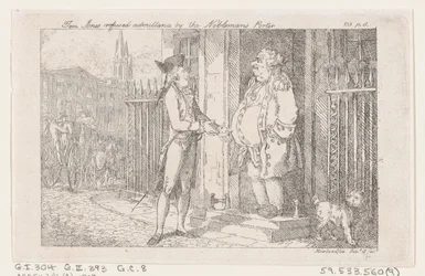 Tom Jones wird vom Portier des Adligen abgewiesen, aus Die Geschichte von Tom Jones, ein F..., 1792