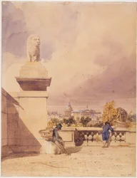 Die Pont de la Concorde und die Abgeordnetenkammer, von der Terrasse der Tuilerien aus gesehen