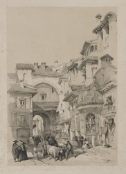 Malerische Skizzen in Spanien: Tor der Vivarrambla, Granada