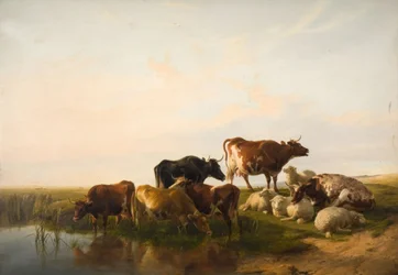 Landschaft mit Rindern und Schafen, 1872
