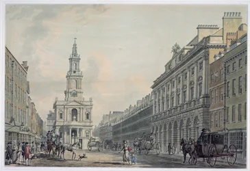 Der Strand mit Somerset House und St. Mary le Strand, 1781 (Aquatinta)