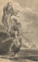 Eine von sechs Illustrationen zu Fénelons "Die Abenteuer des Telemach, Sohn des Odysseus"