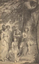 Eine von sechs Illustrationen zu Fénelons "Die Abenteuer des Telemach, Sohn des Odysseus"