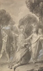 Eine von sechs Illustrationen zu Fénelons "Die Abenteuer des Telemach, Sohn des Odysseus"