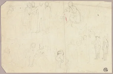 Skizzen für Tristram Shandy (recto); Skizzen eines Medaillons mit sitzender allegorischer Figur (verso)