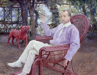 Der Münchner Verleger Albert Langen im Garten