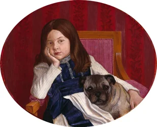 Johanna, die Tochter des Künstlers mit Mops