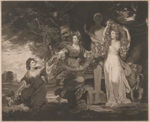 Die ehrenwerte Mrs. Beresford mit der Marchioness Townshend und der ehrenwerten Mrs. Gardiner, die einen Hymen-Term anbeten