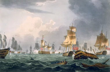 Lord Howes Sieg am 1. Juni 1794, gestochen von Thomas Sutherland für J. Jenkins