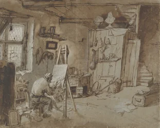 Ein Maler bei der Arbeit in seinem Atelier, 1663-77