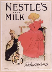 Werbeplakat für Nestlés Schweizer Milch, spätes 19. Jahrhundert