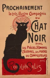 Demnächst die höchst berühmte Compagnie du Chat Noir mit Rodolphe Salis (2. Fassung). Frankreich, 1896, Druck: Charles Verneau, Paris
