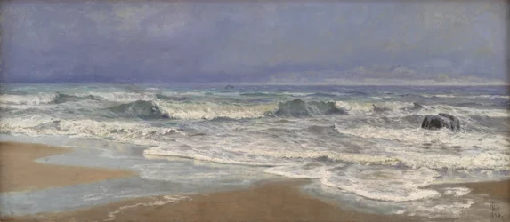 Grauer Tag an der Nordsee mit Brandung