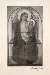 Alte italienische Meister: Madonna auf dem Thron mit Kind, das einen Vogel hält, 1885