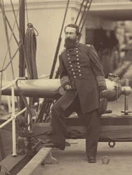 Admiral David Dixon Porter auf dem Deck seines Flaggschiffs der "Malver" nach dem Sieg bei Ft. Fisher, North Carolina