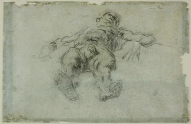 Liegender männlicher Akt, verkürzt