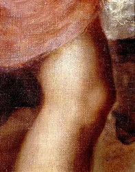 Der Tod des Actaeon, Detail von Dianas Knie, ca. 1565 (Öl auf Leinwand) (Detail)