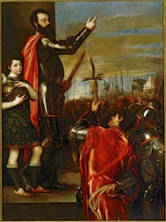 Der Marquis von Vasto spricht zu seinen Soldaten