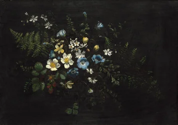 Blumenspray und Farne
