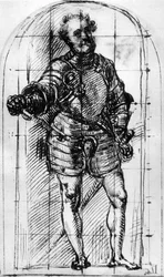 Skizze für das Porträt des Herzogs von Urbino, 1536, 1937