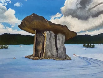 Seelandschaft mit einem uralten Dolmen