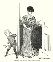 Ihre weiße Hand schoss wie ein Blitz hervor (Lithografie)