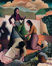 Wäscherei am Straßenrand, 1935, 1937