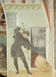 Lebenszyklus von Johannes dem Täufer: Soldat kurz vor der Enthauptung von Johannes dem Täufer