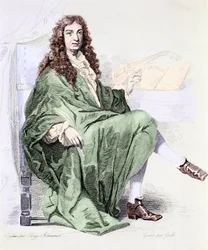 Porträt von Giovanni Battista Lulli oder Jean-Baptiste Lully (1632-1687), Komponist am Hof von König Ludwig XIV. - Gravur (Porträt des Komponisten Jean Baptiste Lully). Private Sammlung