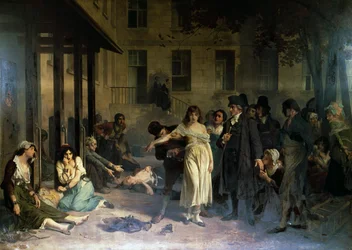 Psychiater Philippe Pinel (1745-1826) befreit Geisteskranke von ihren Ketten im Salpetriere-Asyl in Paris 1795, Gemälde von Tony Robert-Fleury (1837-1911)