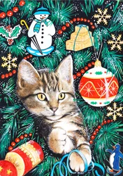 Getigerte Weihnachtskatze