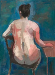 Aktfigur in Blau