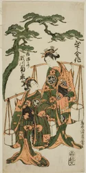 Die Schauspieler Yamashita Kinsaku II und Segawa Kikunojo II