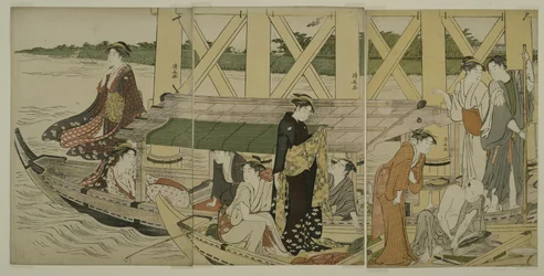 Vergnügungsboote unterhalb der Azuma-Brücke, ca. 1784