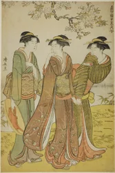 Frühlingsausflug, aus der Serie "Eine Sammlung zeitgenössischer Schönheiten der Vergnügungsviertel (Tosei yuri bijin awase)"
