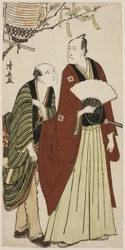 Der Schauspieler Ichikawa Danjuro V und sein Begleiter, aus einer unbetitelten Serie von Drucken, die Schauspieler im Privatleben zeigen