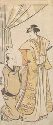 Der Schauspieler Nakamura Riko I mit einem Begleiter, ca. 1784