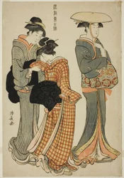 Zwei Frauen und eine Magd, aus der Serie "Ein Brokat östlicher Sitten (Fuzoku Azuma no nishiki)"
