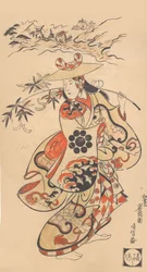 Schauspieler Sawamura Kodenji als Frau zur Zeit des Tanabata-Festivals, 1698