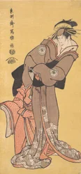 Schauspieler Segawa Tomisaburo II als Kurtisane Toyama und Schauspieler Ichikawa Kurizo als Higashi..., 1794-95