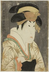 Der Schauspieler Segawa Kikunojo III als Oshizu, Ehefrau von Tanabe Bunzo